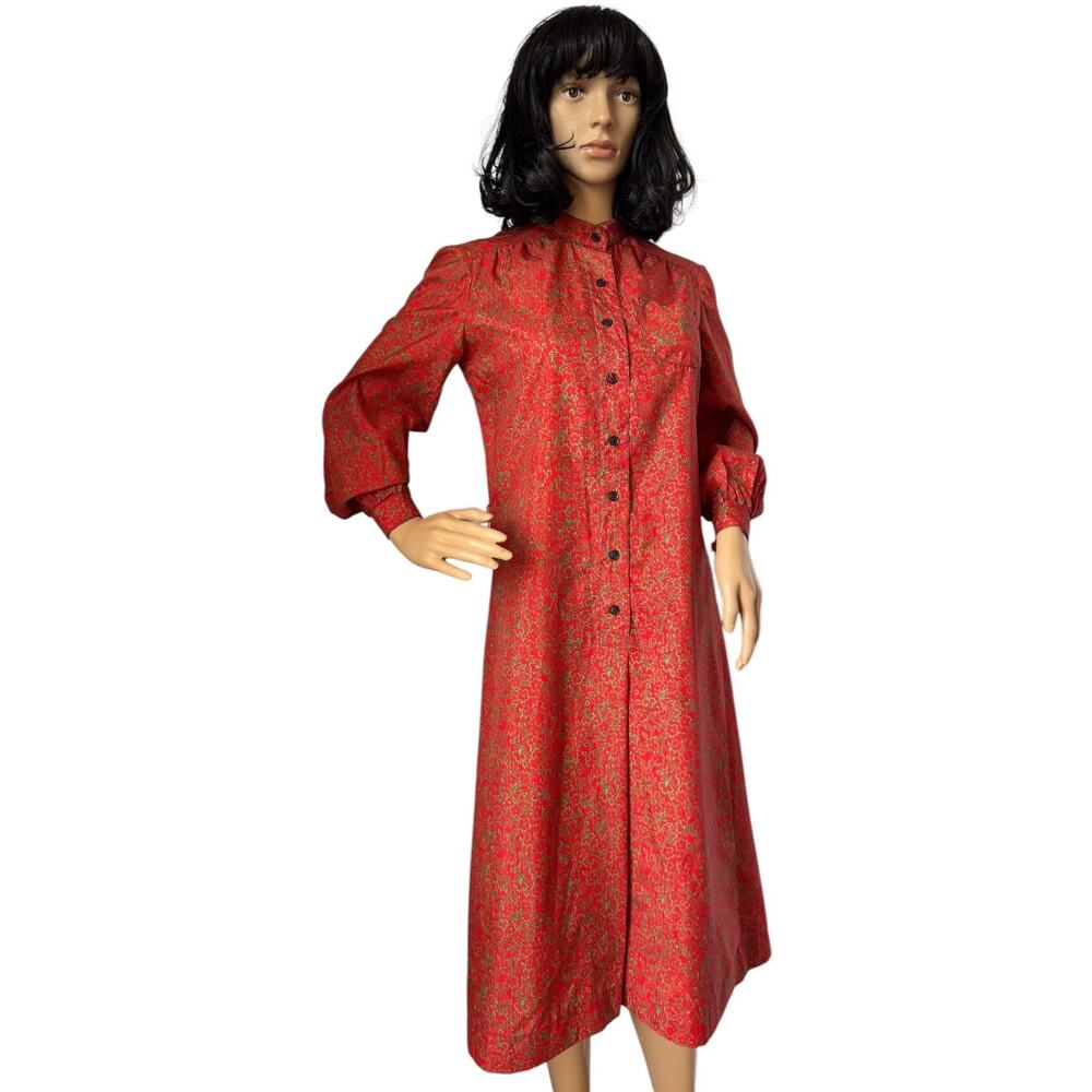 Vintage Schrader Sport New York red Mandarin collar belted dress medium - Picture 10 of 16